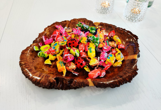 Wooden Fruit Tray Hand Carved / Maple Burl Wood